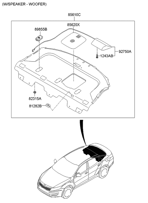 2011 Kia Optima Bezel Assembly-Child Anchor Diagram for 856191E00087