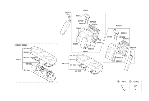 2012 Kia Optima  Back Assembly-Rear Seat Side Diagram for 893954C120AK9