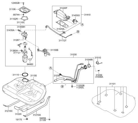 2012 Kia Optima  Packing-Fuel Pump Pl Diagram for 311153K600