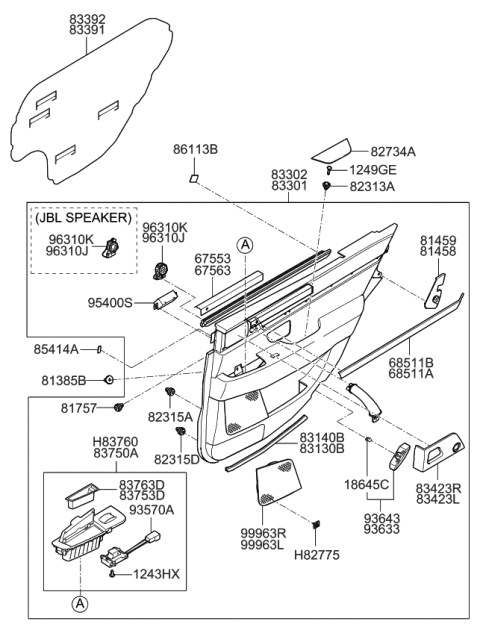 2008 Kia Amanti  Rail-Door Upper LH Diagram for 833153F000