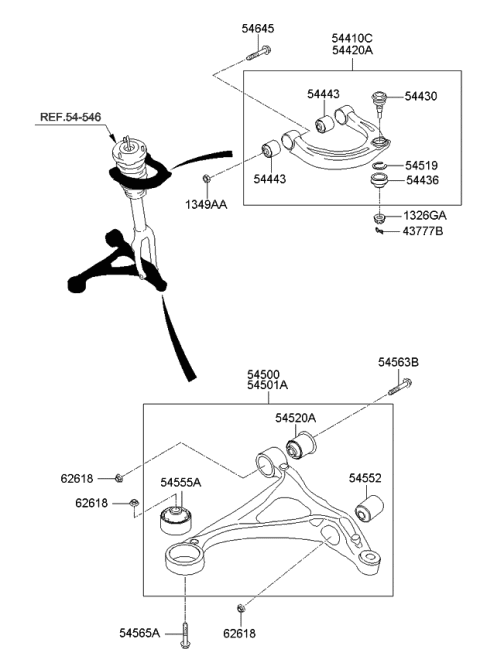 2007 Kia Amanti Nut-Square Diagram for 544593F600