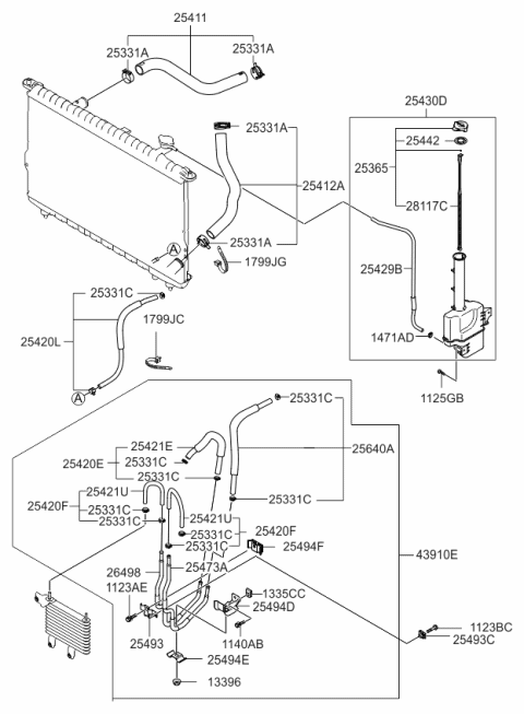 2006 Kia Amanti  Clip-Tube Mounting Diagram for 254943F100
