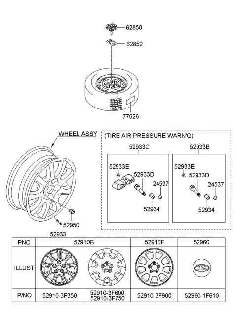 2006 Kia Amanti  Nut-Hub Diagram for 5295037000