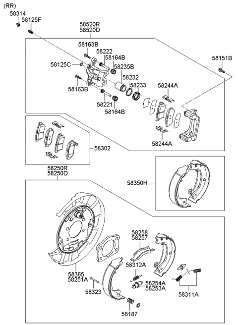2006 Kia Amanti Spring-Shoe Return Diagram for 582683L000