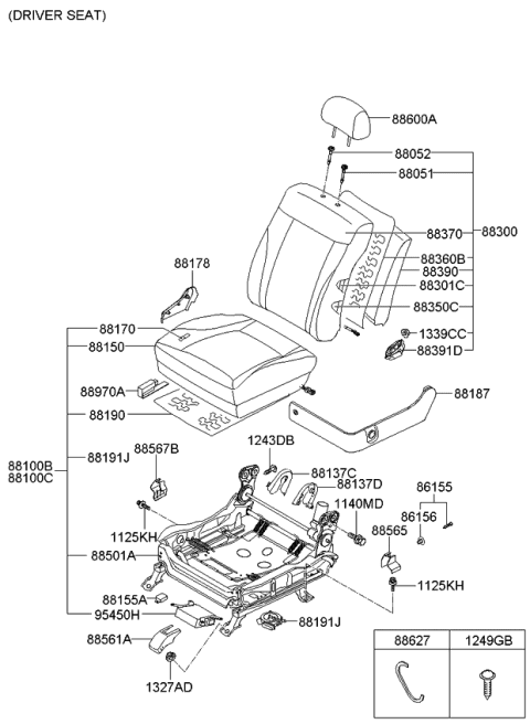 2008 Kia Amanti Blower Unit-Front Back Diagram for 883913F900