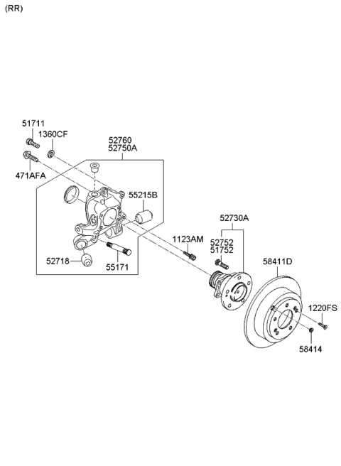 2007 Kia Amanti  Disc-Rear Brake Diagram for 584113L000