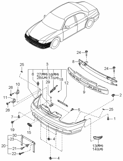 1997 Kia Sephia  FASTENER Diagram for 0K20150033
