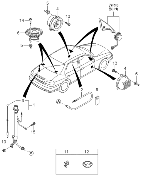 2000 Kia Sephia Feeder Assembly Diagram for 0K2A166940