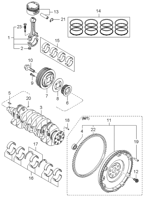 2000 Kia Sephia  Key-Crankshaft Diagram for 0K24711317A