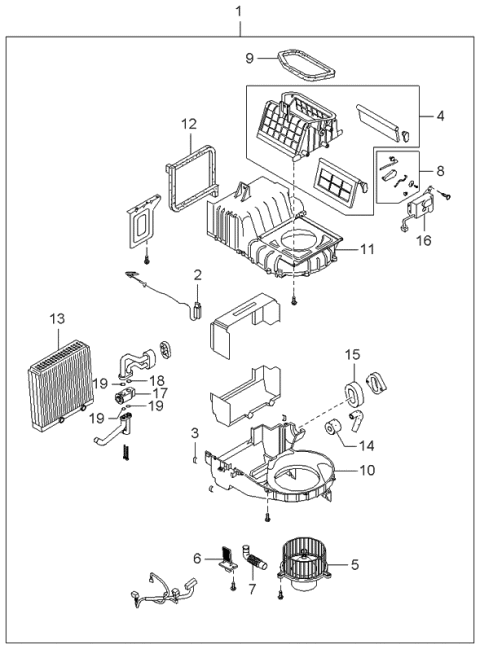 2001 Kia Sephia  Resistor-Assembly Diagram for 0K9A361B11