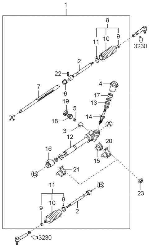 2000 Kia Sephia  Seal-Rack Diagram for 0H00232125