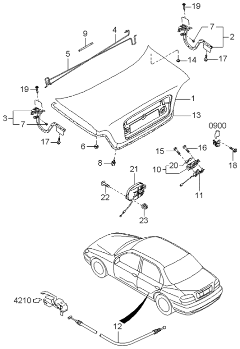 1999 Kia Sephia  Bolt Diagram for K907940612