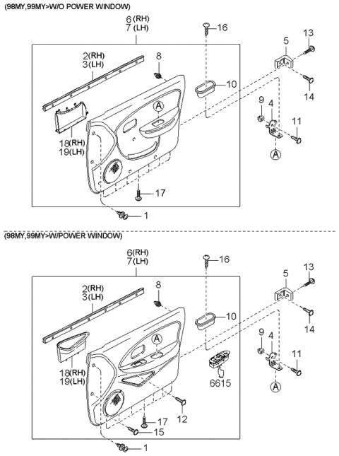 1997 Kia Sephia  Handle-Pull Diagram for 0K2036945575
