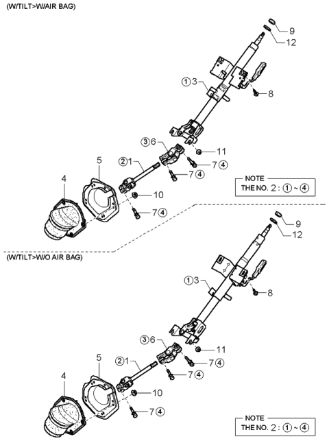 1997 Kia Sephia  Washer And Bolt Diagram for K907812830