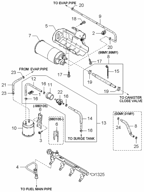 1999 Kia Sephia  Bolt Diagram for K908042616