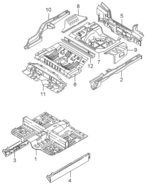 1999 Kia Sephia Panel Assembly-Center, Floor Diagram for 0K2AA53720