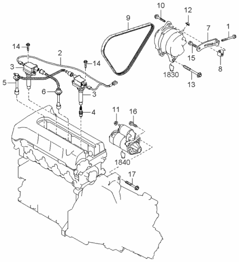 2001 Kia Sephia  Bolt Diagram for K907940845