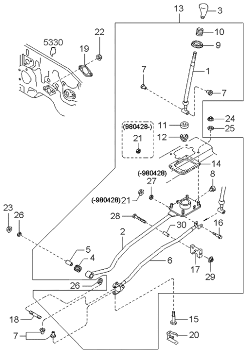 1999 Kia Sephia  Bolt Diagram for 0K30A46016