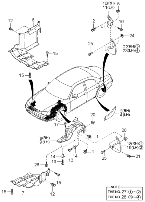 1997 Kia Sephia  Nut-Clip Diagram for 0887150825