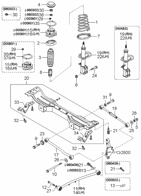 1998 Kia Sephia  Washer Diagram for 0B00134402A