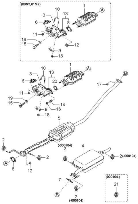 1999 Kia Sephia  Rubber-Hanger Diagram for 0RF0340061