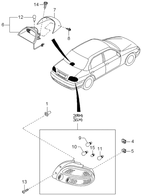 1997 Kia Sephia Grommet Diagram for MA00151179C