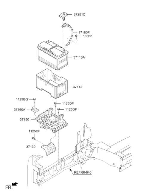 2018 Kia Cadenza  Stay Battery-Upper Diagram for 37130F6000