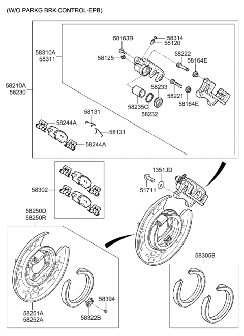 2018 Kia Cadenza  Brake Assembly-Rear Wheel Diagram for 58210F6100