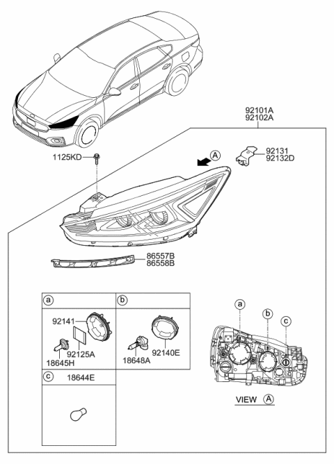 2019 Kia Cadenza  Bracket-Front Bumper Cover Diagram for 86557F6000