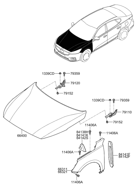 2017 Kia Cadenza Panel-Fender, RH Diagram for 66321F6000