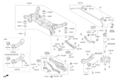 2017 Kia Cadenza  Crossmember Complete-Rear Diagram for 55400F6050