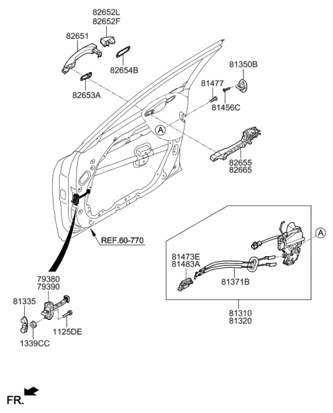 2019 Kia Cadenza  Pad-Door Outside Handle Diagram for 82653F6000
