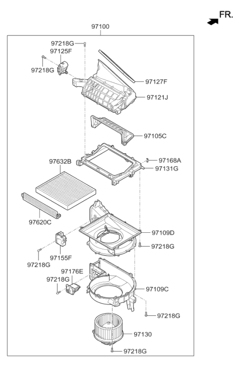 2018 Kia Cadenza Case-Blower, Upper Diagram for 97114G8010