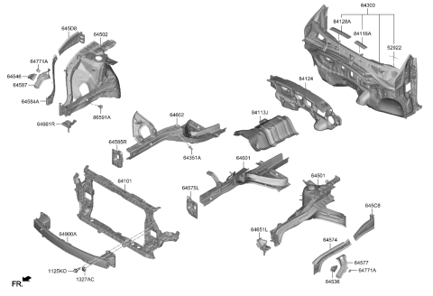 2023 Kia Sportage  PANEL ASSY-FNDR APRO Diagram for 64501CH000