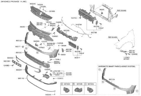2024 Kia Sportage AIR DUCT-FR BUMPER, L Diagram for 86543P1EA0