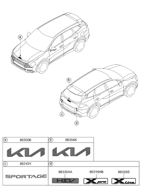 2023 Kia Sportage  EMBLEM-SYMBOL MARK K Diagram for 86300P1200