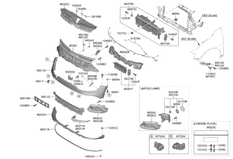 2024 Kia Sportage  REINF ASSY-FR BUMPER Diagram for 86555P1000