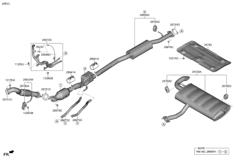 2024 Kia Sportage  PROTECTOR-HEAT REAR Diagram for 28795P1010