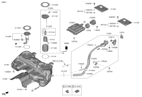 2023 Kia Sportage  Pad-Fuel Tank Diagram for 31101J5000