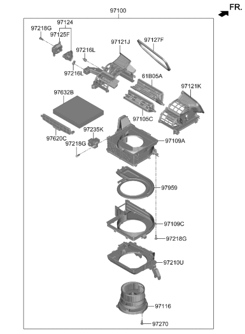 2023 Kia Sportage  MOTOR & FAN ASSY-A/C Diagram for 97113N9010