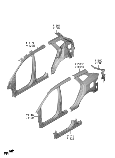 2023 Kia Sportage  EXTENSION ASSY-QTR O Diagram for 71550P1200
