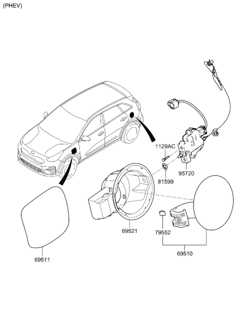 2020 Kia Niro  Opener Assembly-Fuel Filler Diagram for 81560G5100