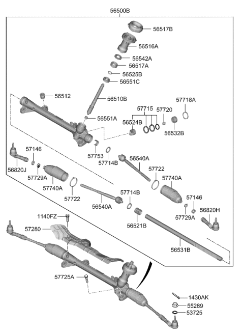 2020 Kia Niro  Gear Assy-Steering Diagram for 56500G5500