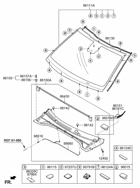 2022 Kia Niro  Cover Assembly-Cowl Top Diagram for 86150G5000