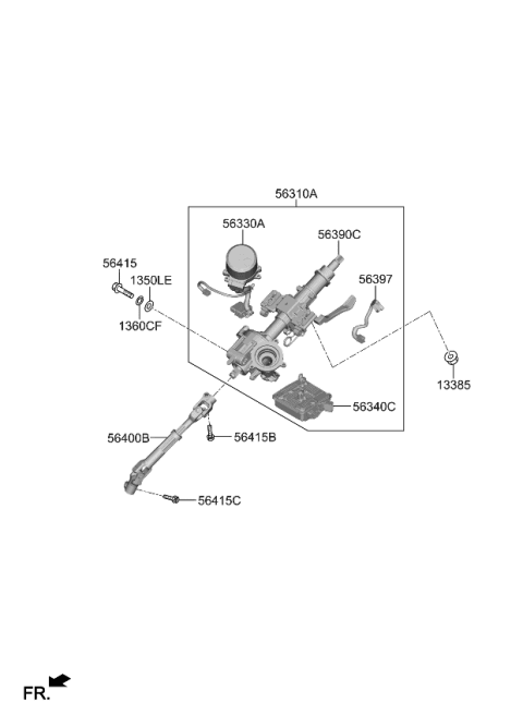 2022 Kia Niro  Column Assy-Steering Diagram for 56310G5530