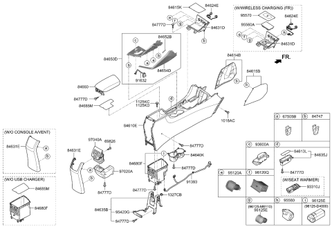 2021 Kia Niro  Cup Holder Assembly Diagram for 84670G5100CGS