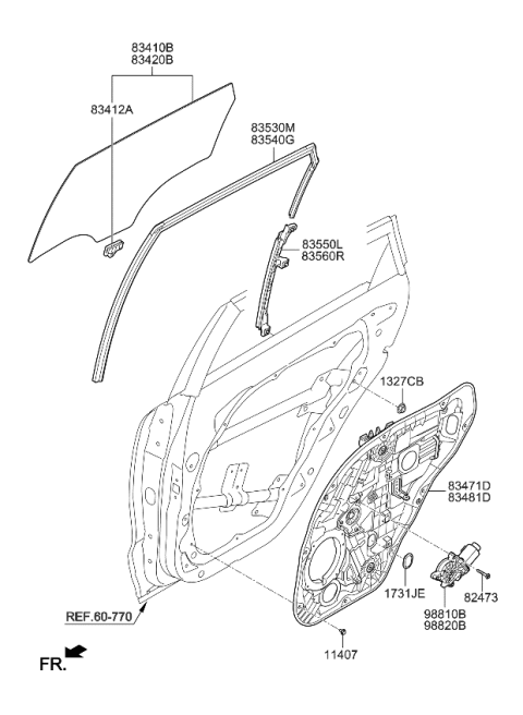2020 Kia Niro  Glass Assembly-Rear Door Diagram for 83420G5030