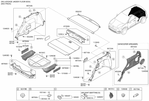 2021 Kia Niro  Board Assembly-Luggage Covering Diagram for 85715G5100WK