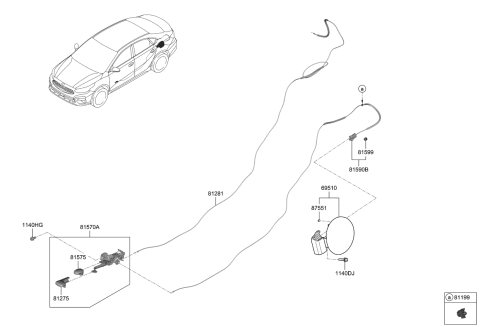 2021 Kia Forte  Fuel Filler Door Assembly Diagram for 69510M7000