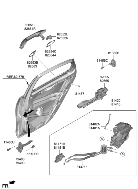 2019 Kia Forte  Rod-Rear Door OUTSID Diagram for 81424M6000